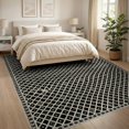 thumbnail image 3 of ODIKA 8'x10' Washable Area Rug Non-Slip Chair-Friendly Mat Aesthetic Boho Crosshatch Grid Contemporary Bathroom Printed for Dining Room, Large Office, Lounge, 3 of 7