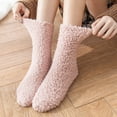 thumbnail image 6 of MZXELPRJD No Show Socks Womens Fuzzy Socks Winter Coral Socks Middle Cute Home Solid Stocking, Womens Ankle Socks Pink, 6 of 7