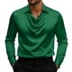 thumbnail image 2 of Seeotter Men's Stylish Silk Satin Cowl Neck Dress Shirts - Loose Long Sleeve Business Casual Lapel Work Shirts, 2 of 6