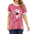 thumbnail image 3 of ZXSXSY Women Floral Printed Round Neck Short Sleeves Top, 3 of 6