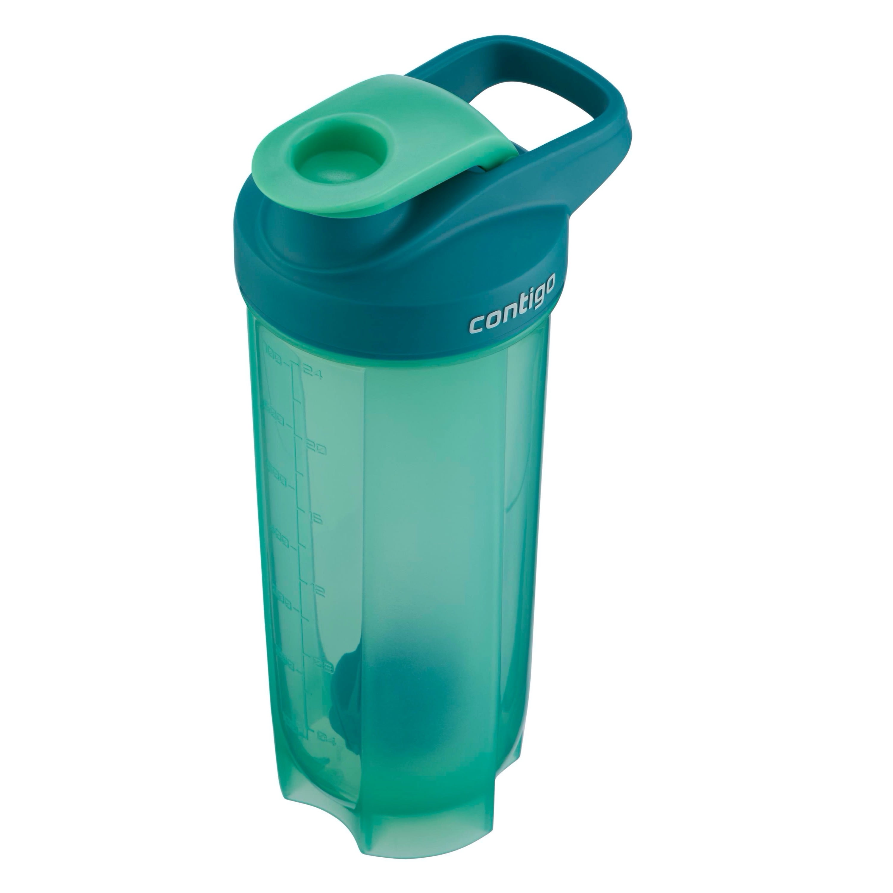Contigo Shake & Go Fit 28 oz Green Solid Print Shaker Bottle with Flip-Top and Wide Mouth Lid