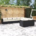 thumbnail image 1 of vidaXL 8 Piece Garden Lounge Set with Cushions Poly Rattan Black, 1 of 5