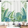 thumbnail image 3 of Sage Green Leaves Kitchen Curtains Watercolor Monstera Palm Leaf Small Short Window Curtains Tropical Plant Botanical Bathroom Curtain 2 Panels Window Treatment Tiers Drapes 26x36 Inch, 3 of 3