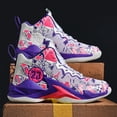 thumbnail image 2 of Novetra Men's High Top Basketball Shoes with Graffiti Style Breathable Mesh and Cushioned Midsole, Suitable for Indoor/outdoor Wear Gifts, 2 of 8