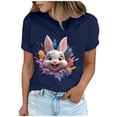 thumbnail image 2 of Tops de Cuello Alto para las Mujeres Amante Impreso Camiseta Cuello Redondo Manga Corta, Poliéster Spandex, 2 of 7