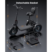 MIHOVER 3 Wheel Electric Tricycle for Adults & Seniors, 650W Motor, 12.2MPH 30Miles Long Range, Dual Baskets Cargo Trike, Rear Dual Shock Absorbers, 300 lb Load, UL2849 Certified