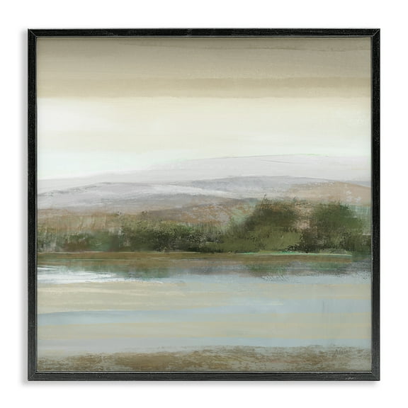 Stupell Industries Lake View Atmosphere Landscape Painting Black Framed Art Print Wall Art, 12 x 12