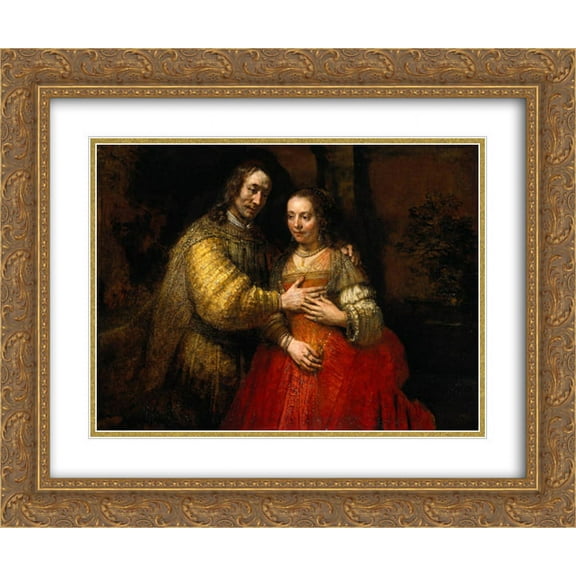 Rembrandt 2x Matted 24x20 Gold Ornate Framed Art Print 'The Jewish Bride'