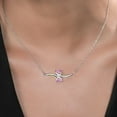 thumbnail image 3 of Gem Stone King 925 Silver and 10K Yellow Gold Pink Moissanite and White Moissanite Pendant Necklace for Women (1.06 Cttw, with 18 inch Silver Chain), 3 of 4