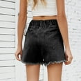 thumbnail image 7 of Xixinqiwan Womens High Waist Jean Shorts Adjustable Button Waist Straight Wide Leg Raw Hem Denim Shorts, 7 of 7