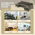 thumbnail image 2 of Ktaxon U-Shaped Sectional Sofa Set with Chaise, 4-Seater Blended Chenille Couch for Living Room, Apartment, Easy Assembly Brown, 2 of 7