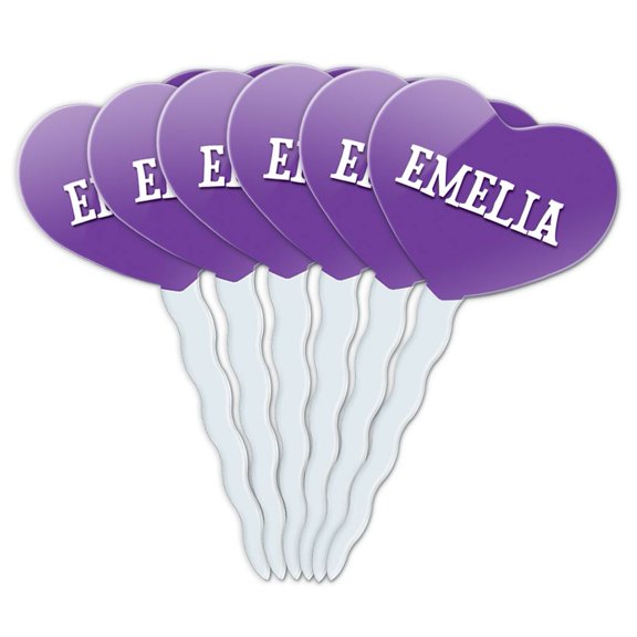 Emelia Heart Love Cupcake Picks Toppers - Set of 6