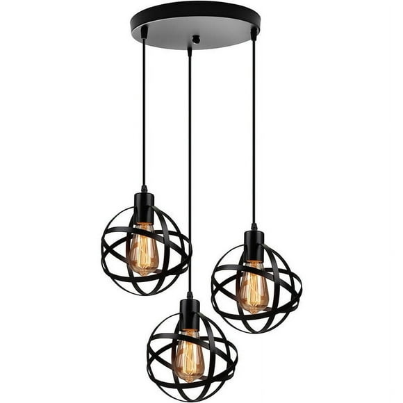 Industrial Hanging Lighting, Simple Clean Lines Design with High-Quality Sand Black Lacquer Finish, Wide Application Decor for Dining Room, Kitchen Island, E26 Base Sockets Dimmable Design