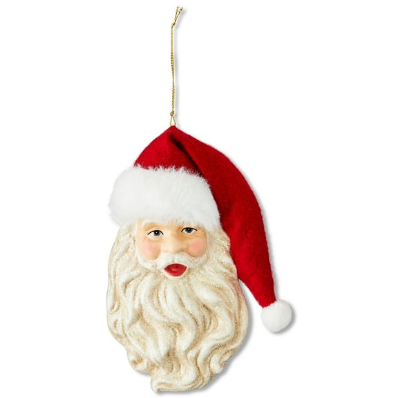 Red and White Glitter Santa Christmas Ornament, 6.5", by Holiday Time