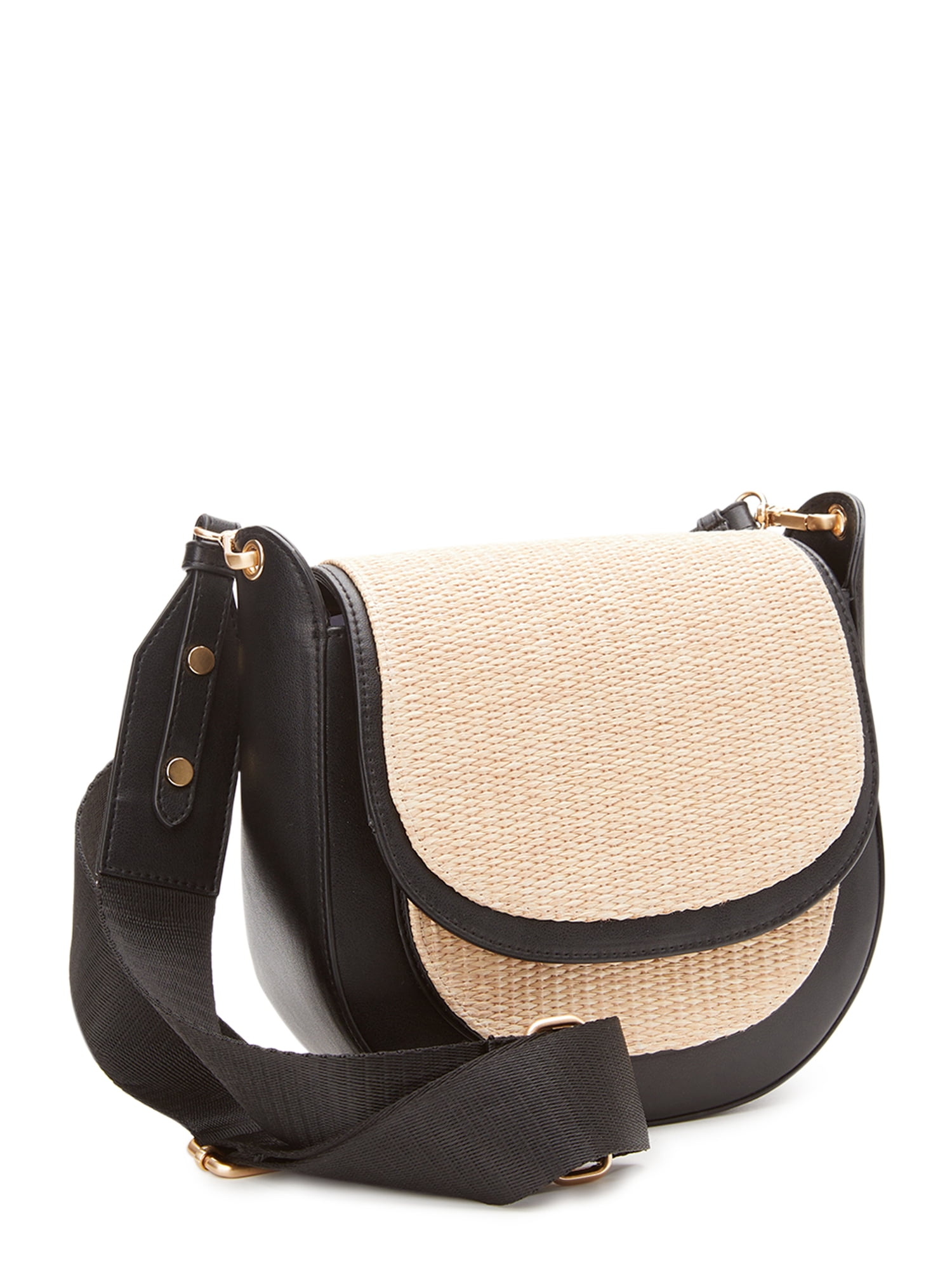 Time and Tru Women's Riverdale Woven Crossbody Saddle Bag