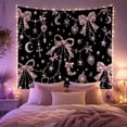 thumbnail image 2 of Pink Bow Charms with Moons and Spiders, Spooky Gothic Style for Gothic Decor Fans, Dark Wall Decor, Halloween Gift, Tapestry Wall Hanging for Bedroom and Dorm Room, 2 of 6