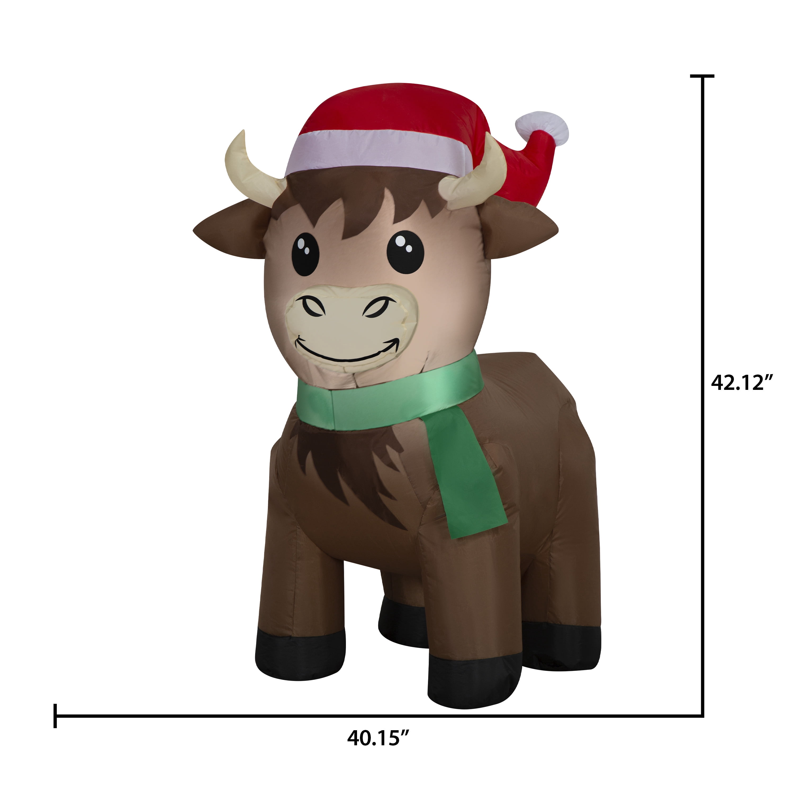 3.5 ft Highlander Cow Christmas Airblown Yard Inflatable, Multicolor, by Holiday Time