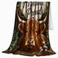 thumbnail image 2 of Homegrown Highland Cow Eucalyptus Wreath Rustic Proud, Cozy Friendship Quote Scene, Warm Flannel Blanket for Ranch House and Living Room, Art Lovers Friendship Gift, Artistic Home Decor, 2 of 7
