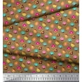 thumbnail image 3 of Soimoi Brown Moss Georgette Fabric Donuts Food Fabric Prints By Yard 42 Inch Wide, 3 of 5