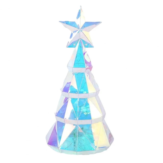 Adorno de Luz Navideña, Figura de Árbol de Navidad Colorida Alimentada por USB con Estrella, Centro de Mesa Hecho A Mano para Navidad