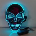 thumbnail image 3 of Face Shield Halloween Scary Full Face Guard LED Guard Horror Skeleton Luminous Skeleton Head Party Cosplay Prop, Ice Blue, 3 of 7