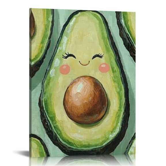 Creowell Avocado Face Painting Canvas Wall Art Home Decor 12x16 12x16in