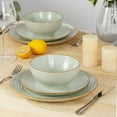thumbnail image 4 of Famiware Jupiter 12-Piece Stoneware Dinnerware Set for 4, Plates & Bowls, Light Green, 4 of 8