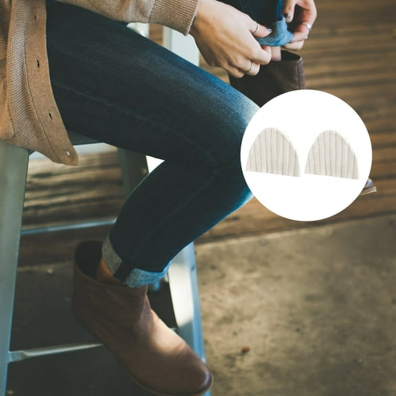 LEORX Self-Adhesive Heel Cushion Liner Shoes Pad Beige Cloth 1 Pair