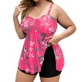thumbnail image 1 of Womens Swimsuits Normal Backless Printing Adjustable Padded Strap Tankini Hot Pink Womens Bathing Suits L, 1 of 8