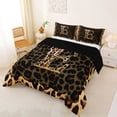 thumbnail image 2 of Manfei Leopard Print Personalized Initial E Full Size Comforter Sets 3 Pieces for Teens,Pink Ribbon Bow Bedding Sets for Girls,Black Reversible,Ultra Soft Home Decor, 2 of 6