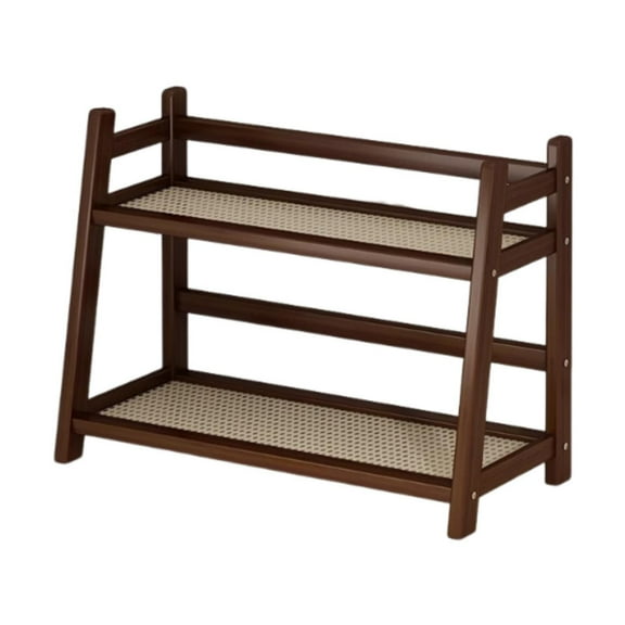 deevoka Bamboo Double Layer Rack Desk Storage Shelf Mug Holder Home Decoration Practical M