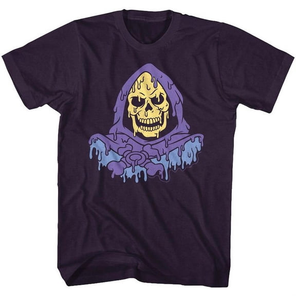 Masters Of The Universe Melty Skeletor Blackberry Heather Adult T-Shirt
