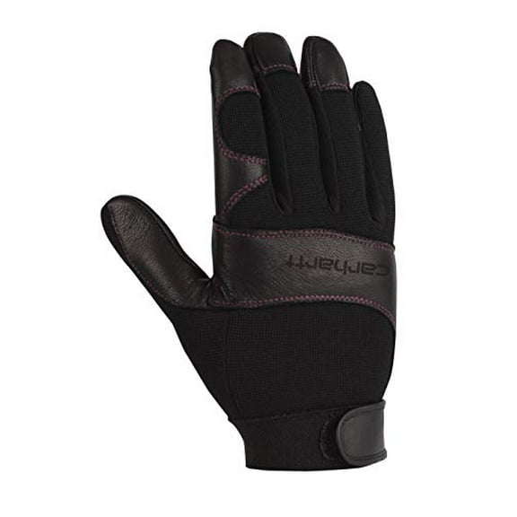Carhartt Women's Dex II High Dexterity Work Glove with System 5 Palm and Knuckle Protection, black Winter/White Rose stitching, Medium