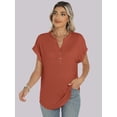 thumbnail image 6 of ANRABESS Womens Short Sleeve Henley Tops V Neck Dressy Casual Blouses Summer Trendy Tee Shirts 2026 Vacation Fashion Clothes Caramel Brown X-Large, 6 of 9