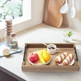 thumbnail image 7 of TROPOW Acacia Wood Serving Tray with Metal Handles, 17x12 Inch Decorative Ottoman Tray for Coffee Table, Breakfast in Bed Tray, Multipurpose Serving Tray for Living Room, Kitchen, Bar, 7 of 7