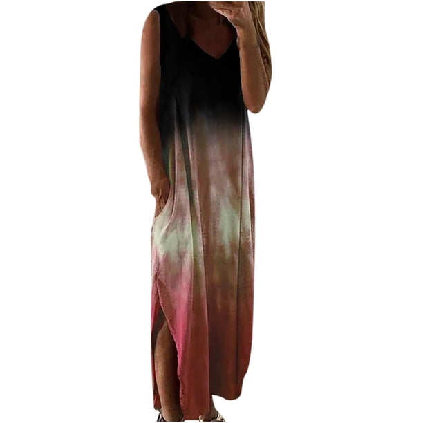 Vestido de manga corta con estampado de bolsillos con cuello en V informal para mujer Vestido largo con pliegues Pompotops lopia988016