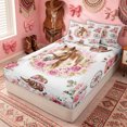thumbnail image 3 of Erosebridal Cowgirl Floral Horse Zipper Twin Comforter Sets with Fitted Sheet and 2 Pillowcases for Girls, Country Western Print Zipper Bedding Set, Pink Reversible, 4 Pieces, 3 of 7