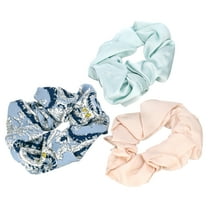 Scunci Trend Collection Scrunchie Hair Ties, Blue Floral, 3 Ct