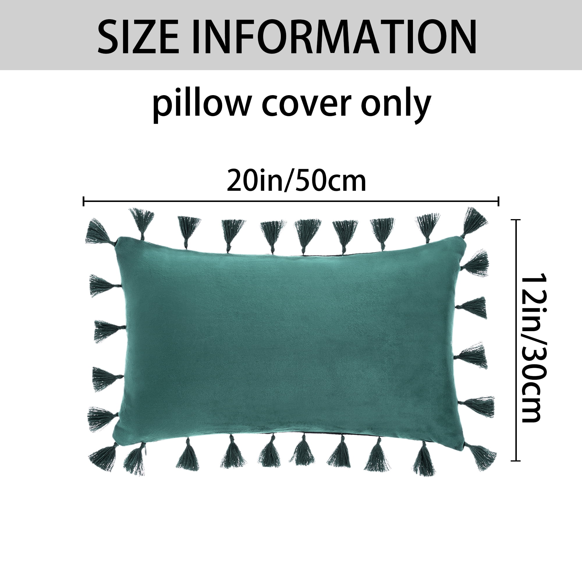 Unique Bargains Velvet Soft Throw Pillow Covers Pack of 2 Green 20" x 12"
