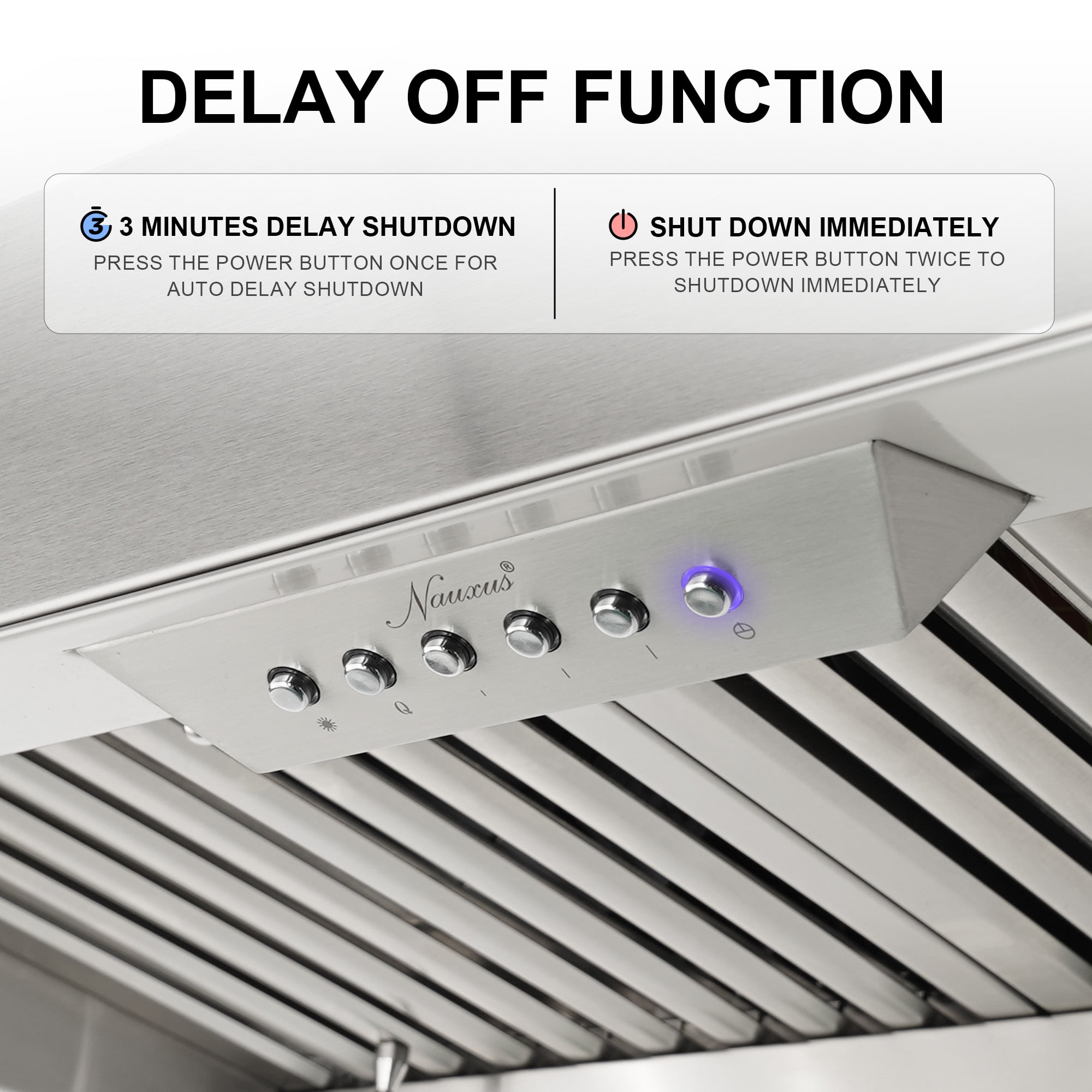 Akicon Range Hood 48 Inch, 1200 CFM Stainless Steel Range Hood Insert with 4 Speed Control, 2-LED Lights & Nightlight, Baffle Filters