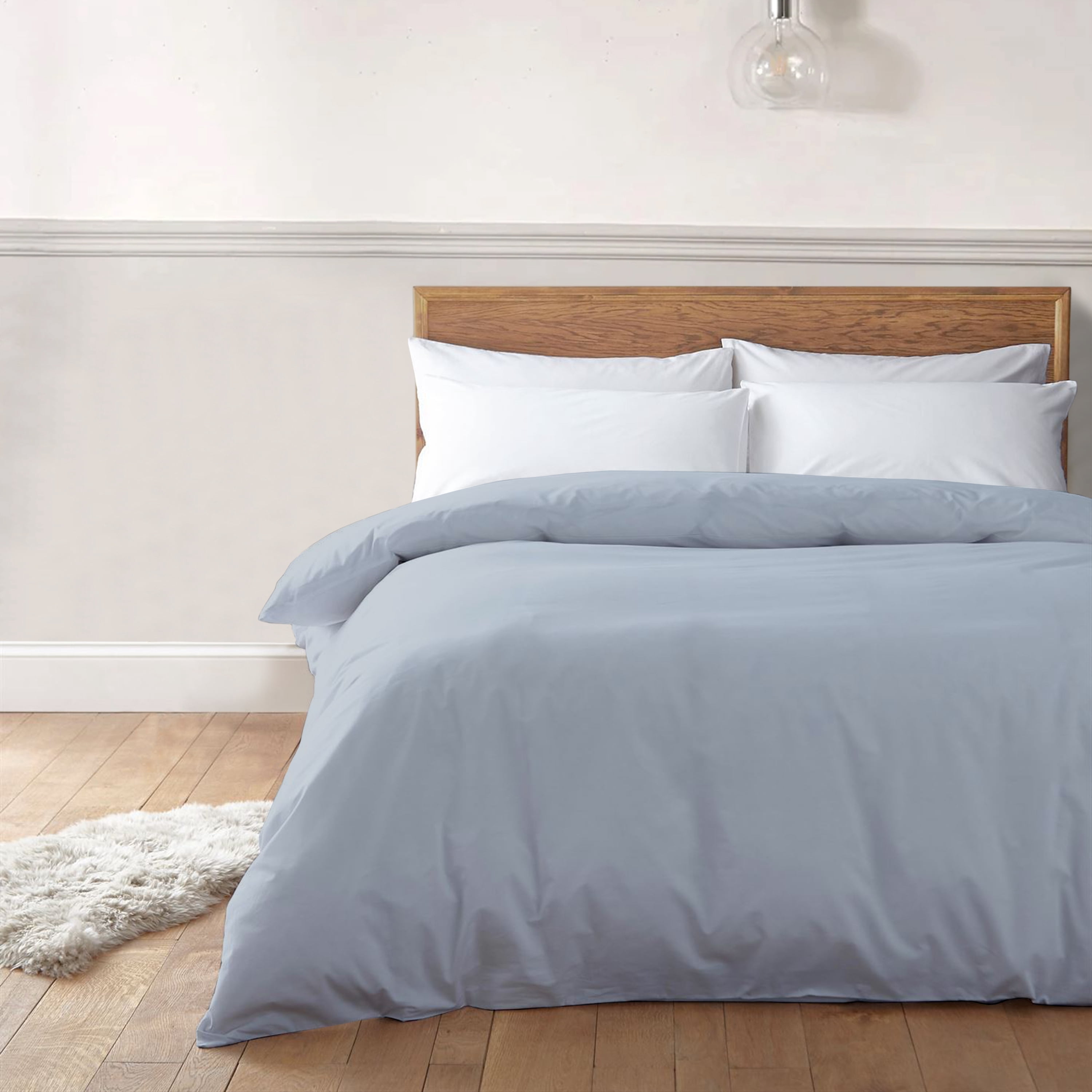 A1HC Organic Cotton Duvet Cover 300 Thread Count GOTS Certified, Soft & Silky Sateen Weave, Twin 68"x86" - Light Blue