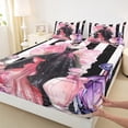thumbnail image 3 of Homewish Black Pink Dress Full Size Sheets for Girl, Modern Fashion Artwork Bed Sheets, Chic Stripes Lines Sheet Sets, Luxury Bedroom Decor, 4 Pieces, 3 of 7