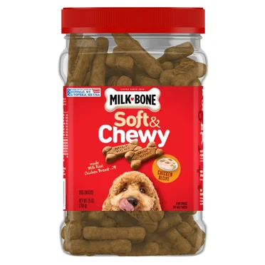 Milk-Bone Soft & Chewy Dog Treats – Chicken Recipe with Real Chicken Breast, Fortified with 12 Vitamins & Minerals for All Life Stages, 25 oz