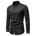 thumbnail image 2 of DDAPJ pyju Mens Dress Shirts Asymmetrical Hem Long Sleeve Button Down Shirts Gold Embroidered Luxury Tuxedo Shirt Wrinkle Free Formal Shirts Black XL, 2 of 9