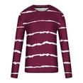 thumbnail image 5 of Blusas y camisas de manga larga con cuello redondo para hombre, blusa informal de manga larga con cuello redondo y estampado de rayas para hombre., 5 of 5