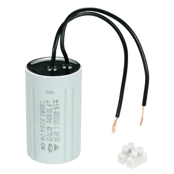 CBB60 8uF Running Capacitors, AC 450V 2 Wires 50/60Hz Cylinder 60x35mm,1Set