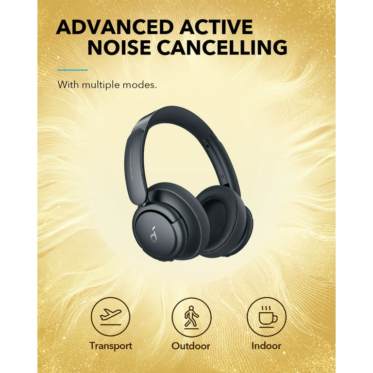 Soundcore by Anker Life Q35 Wireless Headphones over Ear Bluetooth Headset Active Cancelling, Black - Walmart.com