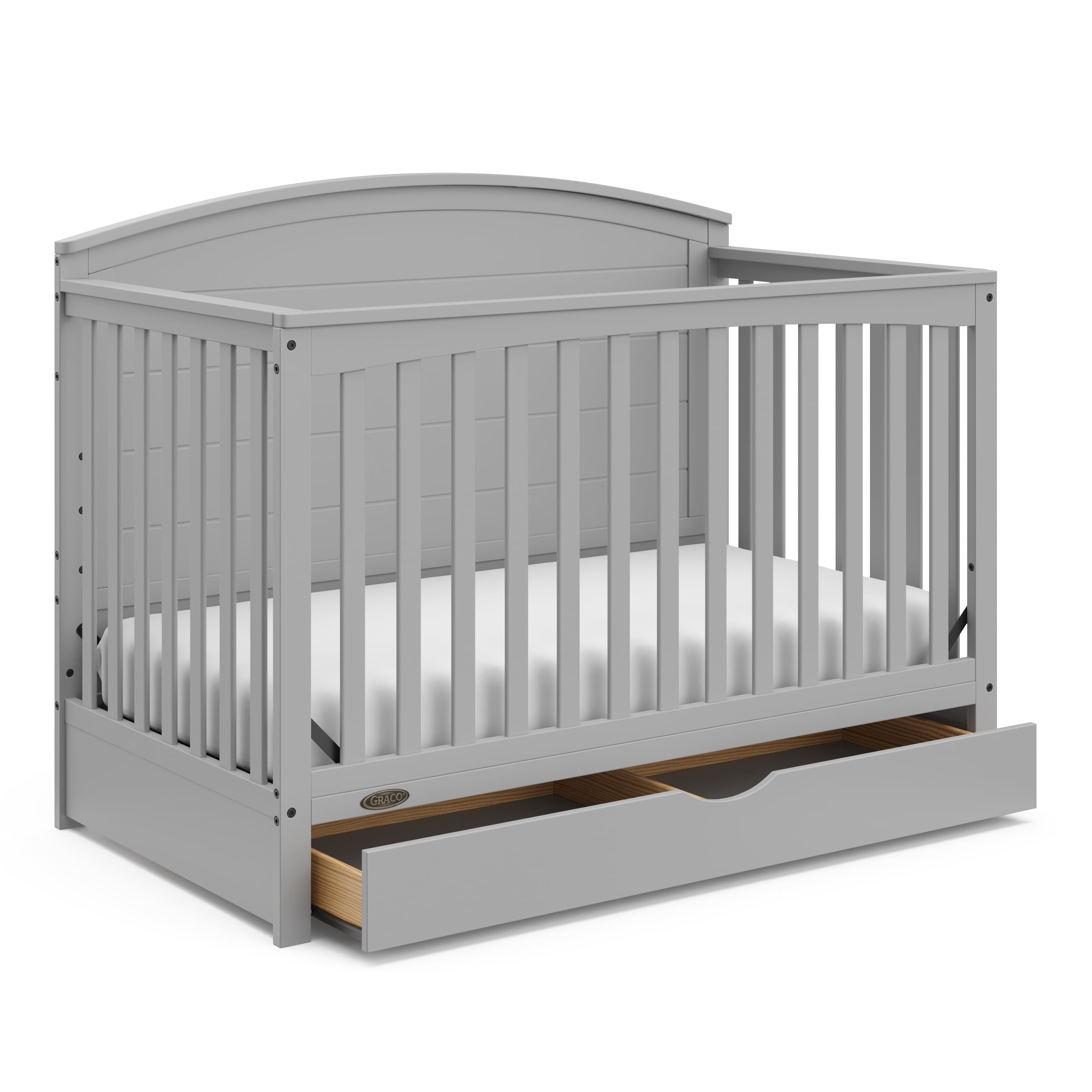 Graco Bellwood 5-in-1 Convertible Baby Crib with Drawer, Pebbe Gray