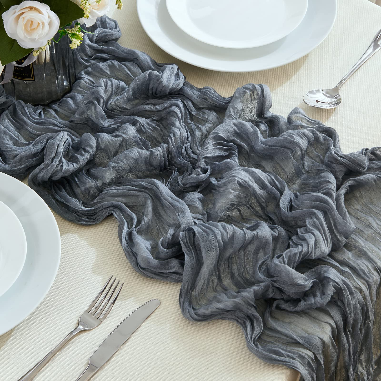 6 Pack Sage Green Cheesecloth Table Runners 10ft Wide Gauze Boho for Bridal Shower Wedding Table Decorations