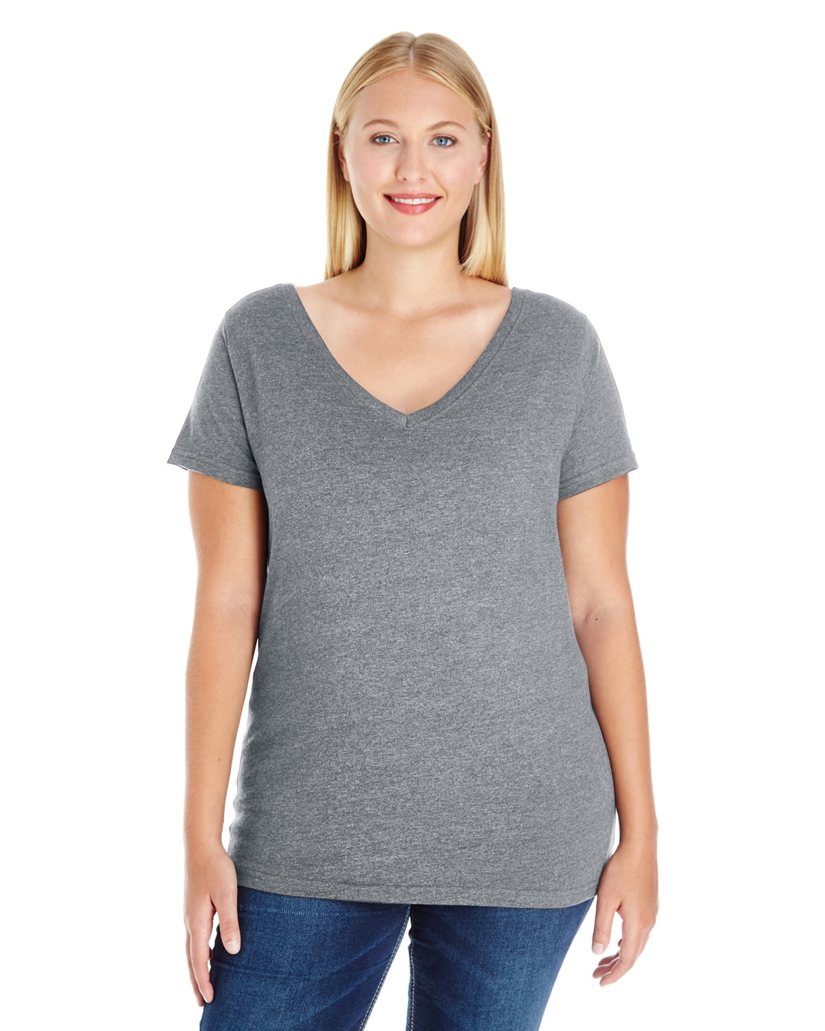 LAT Ladies' Curvy V-Neck Premium Jersey 